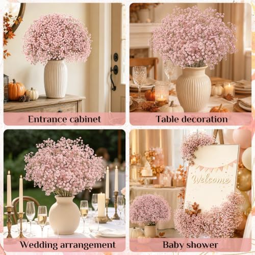 Pink Babys Breath Artificial Flowers, Fall Flowers, Pink Fall Decor - Image 7