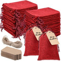 Woanger 100 Pcs Drawstring Burlap Gift Bags 4x6'' with Tags, Red by Woanger