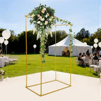 4 Post Rectangular Wedding Backdrop, Portable Pipe and Drape Backdrop Stand for Parties Silver Wedding Garden Balloon Arch Frame for Birthday Parties Banquets Background Decor - Image 3