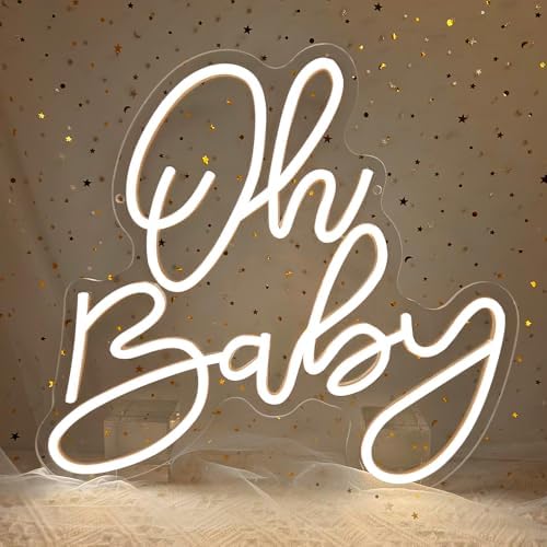 Oh Baby Neon Sign, Baby Shower LED Neon Light for Party Wall Decor Light Up Sign for Gender Reveal Birthday Party Decorations Warm White Dimmable USB Powered(14.2"*12.9") by Unknown