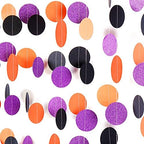 Black Orange Purple Halloween Party-Decorations - 18pcs Kits Paper Lanterns Fan,Tissue Flower Pom Poms Streamers,Honeycomb Balls,Graduation Birthday Wedding Baby Bridal Shower Decor Lasting Surprise - Image 4