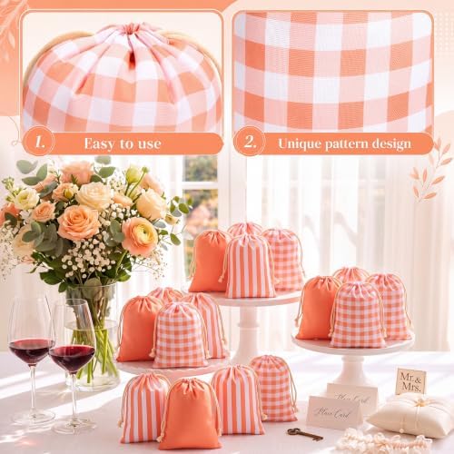 Kacctyen 60 Pack Small Orange Drawstring Gift Bag Bulk Reusable Nylon Pouch - Image 3