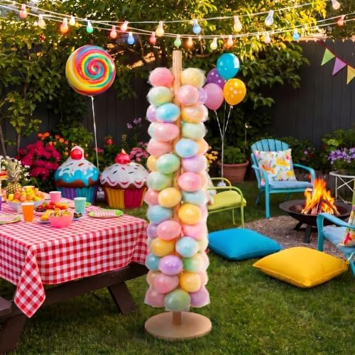 Novabright 5.25 ft Wooden Cotton Candy Stand Holder, Tall Cake Pop Stand - Image 7