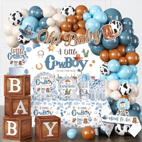 cocomigo Cowboy Baby Shower Decorations, All-in-One Set for 20 Guests by cocomigoPartyHome