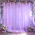 Lavender Tulle Photo Backdrop Curtain with Lights String for Parties Wedding Bridal Shower Sheer Lavender Curtain Backdrop for Birthday Party Baby Shower Photo Booth Photography 20ft x 8ft by Suppromo