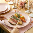 I00000 150 PCS Pink Plastic Plates,Heavy Duty Pink Disposable Plates - Image 4