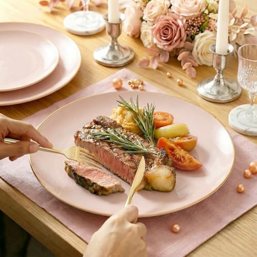 I00000 150 PCS Pink Plastic Plates,Heavy Duty Pink Disposable Plates - Image 4