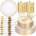 Ciaell 350 Piece Gold Plastic Plates for Weddings Parties by Ciaell
