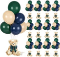 Whaline 12 Sets Bear Balloon Stand Kit for Table Centerpiece Baby Shower Party Decoration 90Pcs Green Blue Beige Latex Balloon Stick Holder with Base for Birthday Gender Reveal by Whaline