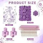 Fullhawl 50 Sets Wedding Invitations Wraps Set Pre Folded Vellum Jackets for 5 x 7 Invitations Dried Flowers Wax Seal Stickers Chiffon Silk Ribbon for Wedding Birthday Bridal Shower (Light Purple) - Image 2