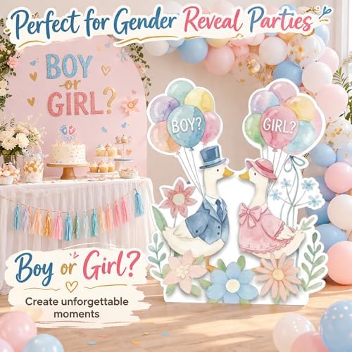 Silly Goose Gender Reveal Decorations Standee, 47.2" Large Boy or Girl Reveal Sign for Gender Reveal Decor Supplies, Waterproof Cardboard Cutouts Stand Up for Photo Prop Backdrop, Easy Assembly - Image 5