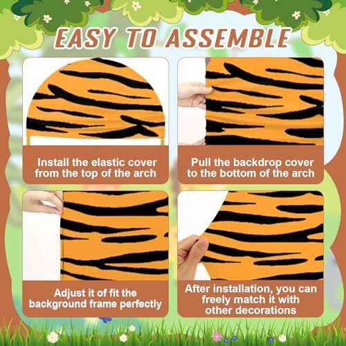 Safari Party Arch Backdrop Cover Set of 3 Wild Jungle Animal Birthday Decor - Image 4
