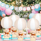 Baquler 12 Sets Hot Air Balloon Centerpieces Bear, Mixed Style, Beige White - Image 5