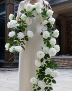 2Pcs 12Ft Bendable Flower Garland Faux Rose Vine for Wedding Decor,White by zhixinyue