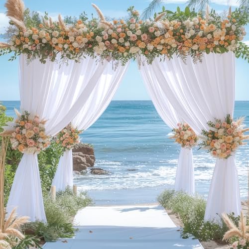 40x10FT White Backdrop Curtains for Wedding Parties, Wrinkle Free Polyester Photography Backdrop Drapes for Wedding Baby Shower Birthday Parties Stage Background Stand Decorations 4x10ft,10 Panels - Image 6
