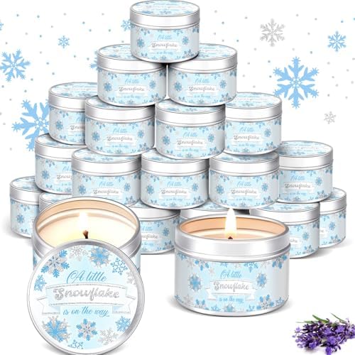 MTLEE 24 Pcs Baby Shower Candle, Snowflakes, Blue, 1.2 oz by CelebrateEveryMoment