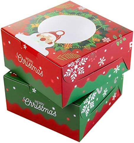 qiqee Christmas Bakery Box with Window 60packs 6x6x3 Cookie Boxes Pastry Box for Christmas - Image 2