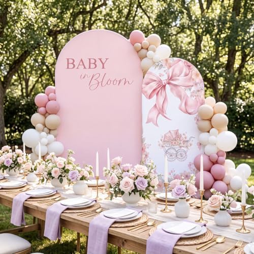 Mindsoft 2 Pcs Baby in Bloom Arch Cover Backdrop, Pink - Image 4