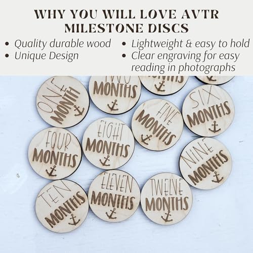 Wooden Monthly Milestone Cards – Set for Baby Photos – Newborn Milestone Discs – Engraved Wooden Baby Age Markers for Monthly Growth Photos – Perfect Baby Shower Gift - Image 5
