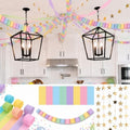 612 Pcs Paper Chain Garland Kit, 600 Sheets Pastel Paper Chain Strips with 6 Rolls Pastel Crepe Paper Streamers and 4 Mirror Star Garlands for Birthday Wedding Party Decorations by Unknown