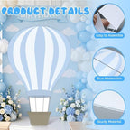 WinnerWhy 3.94 X 2.62 ft Hot Air Balloon Baby Shower Decorations, Large Blue Hot Air Shaped Cardboard Cutout, Life-Size Standup Photo Booth Props for Birthday Party Celebration Backdrops Decor - Image 5