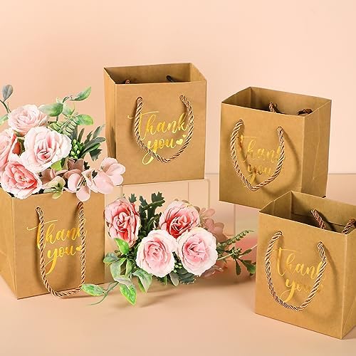 Honoson 60 Pcs Mini Thank You Gift Bag with Handle Bulk,Brown - Image 2
