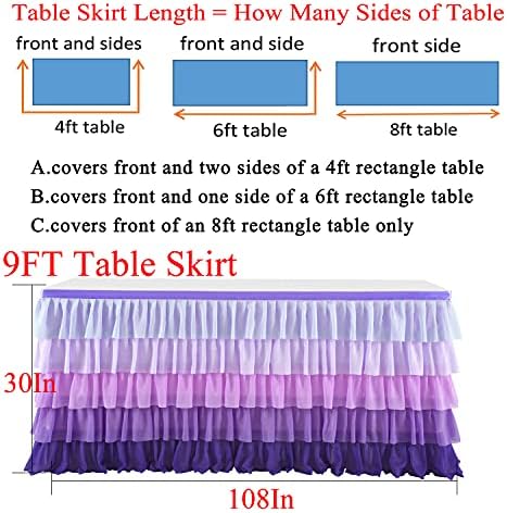 Purple Tutu Tablecloth Mermaid Party Table Skirt for Rectangle Round Tables 1st Birthday Party Baby Shower Ruffled Chiffon Table Decorations - Image 6