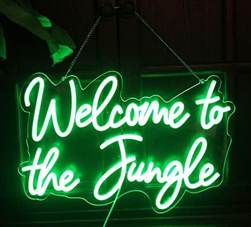 Welcome to the Jungle LED Neon Signs Green Neon Lights for Wall Decor USB Light Up Sign For Garden Home Porch Store Christmas Living Room Bar Decoration(16.5 * 11Inch) - Image 4