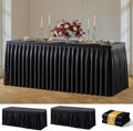 Black Polyester Table Cloths for Rectangle 6 Foot Tables, 2 Pack Wrinkle Free Tablecloths Stretchy Banquet Ruffle Fitted Table Cover Desk Skirt for Parties Wedding Birthday Baby Shower by Unknown