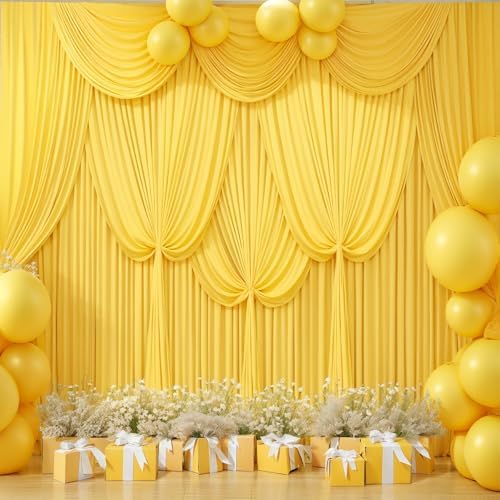 Yellow Backdrop Curtains-Wrinkle-Free Polyester Photography Drapes Party Curtain Background for Baby Shower Wedding Decorations- 40 X10FT - Image 4