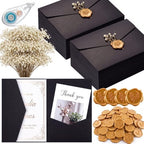 50 Set Wedding Invitation Kits Trifold Pockets,Black,Gold by Unknown