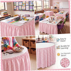 Back to School Pink Gingham Teacher Desk Skirt for Classroom - Image 4