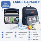 Pillani Baby Diaper Bag Backpack - Baby Bag for Girls & Boys, Large Waterproof Diaper Backpack - Baby Shower Gifts for Boys & Registry Must Haves - Travel Diaper Bags with Changing Pad - Newborn Stuff - Image 2