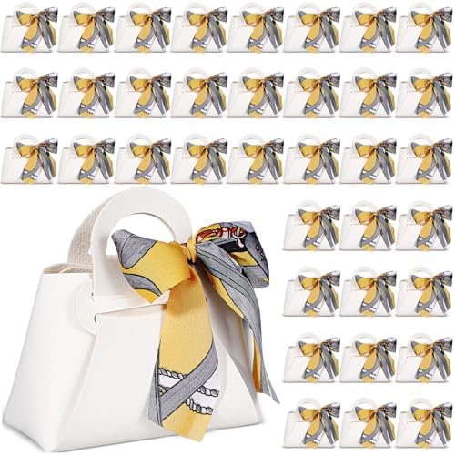 Abbylike 36 Pcs PU Leather Purse Gift Bags Purse Party Favor, White by Abbylike