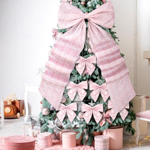 Suncalla 13 Pcs Extra Large Pink Ribbon Bows for Wreath Front Door Decor - Image 7