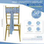 50 PCS Cheesecloth Chair Sashes Bows Wedding Aisle Decorations Chair Ribbon Ties Back Sash for Wedding Party Events Banquet Chair Cover Decoration (Dusty Blue) - Image 2
