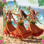 Chunful 3 Pcs Aloha Party Decoration Arch Backdrop Cover Hawaii Holiday Beach Seaside Decor Photo Background 2-Sided Round Top Cute Backdrop Arch Cover for Summer Party Supplies 6 ft/5 ft/4 ft - Image 5
