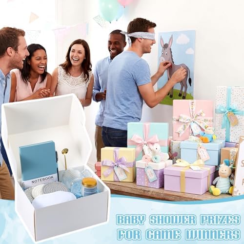 Ctosree 6 Set/48 Pcs Blue Baby Shower Game Prizes for Winners Gift Set Include Notebook Pen Ceramic Mug Spoon Coaster Scented Candle Eye Mask Gift Box for Wedding Bridal Baby Shower Favor for Guest - Image 3