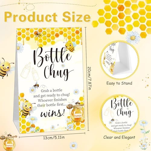 TrelaCo 20 Pcs Bottle Chug Game, Bee Theme Baby Shower Favors, Yellow - Image 2