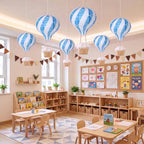 22 Pcs Hot Air Balloons Decorations Set, Blue - Image 6