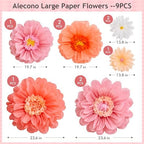 Alecono 9 Pcs Giant Paper Flowers, Extra Large Handcrafted Tissue Paper Flowers Decorations for Wall, Crepe Floral for Mexican Fiesta, Wedding Backdrop, Bridal Shower Birthday Party Decor(24" 20" 14") - Image 4