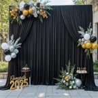 40ft x 15ft Black Wrinkle Free Backdrop Curtains for Wedding Party Backdrops Curtain Drapes Fabric Decorations Photo Back Drop Cloth for Baby Shower Photography Stage Reception - Image 4