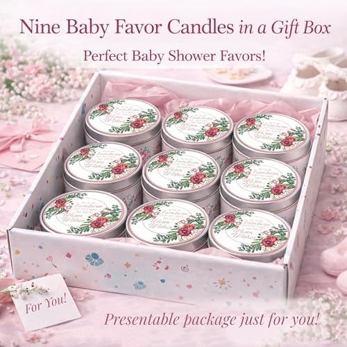 Majestic Zen Floral Scented Candles, Set of 9 for Baby Shower Party Favors and Gender Reveal Parties - Image 3