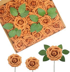 100Pcs Gold Sparrow Artificial Flowers Realistic Roses, Real Looking Fake Roses with Stem for DIY Wedding Bouquets Centerpieces Party Home Romantic Decorations (Gold Sparrow, 100pcs) by BringmoreJoyinyourlife
