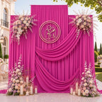 10ft x 15ft Hot Pink Backdrop Curtains for Wedding Parties, 2 Panels Extra Long Wrinkle Free Fabric Drapes Photo Backdrop for Baby Shower Birthday Stage Reception Lobby Decoration by CO-AVE