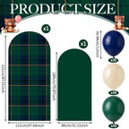 Chumia 2 Pcs Tartan Arch Backdrop Cover with 90 Pcs Balloon Green and Blue - Image 2