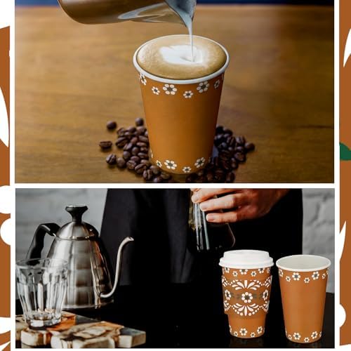 100 Sets 12oz Cielito Lindo Cups Mexican Paper Cup Copas De Barro Disposable Fiesta Coffee Drink Mug with Lid Sleeve for Baby Shower Birthday Wedding Party Supply Cafe Shop Decoration - Image 4