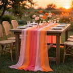 Boao 12 Pcs Red Pink Orange Sunset Party Decorations Chiffon Table Runners by Boao