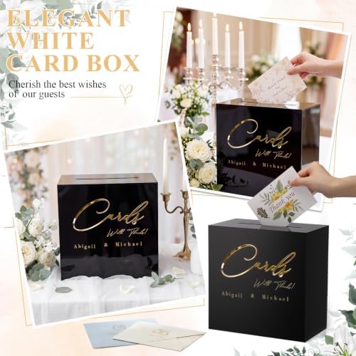 Ripeng Acrylic Black Wedding Card Box with Lock, Wedding Reception Decor - Image 5