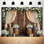 20x10ft Wedding Rustic Barn Door Backdrop Western Wooden Vintage White Rose Floral Photography Background Anniversary Wedding Kids Birthday Bridal Shower Party Photo Shoot Decor Props Decoration - Image 2
